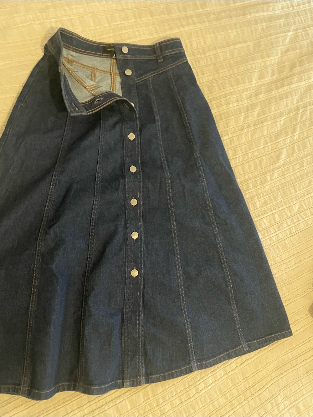 Banana Republic Dark Blue Button-Front A-Line Denim Skirt